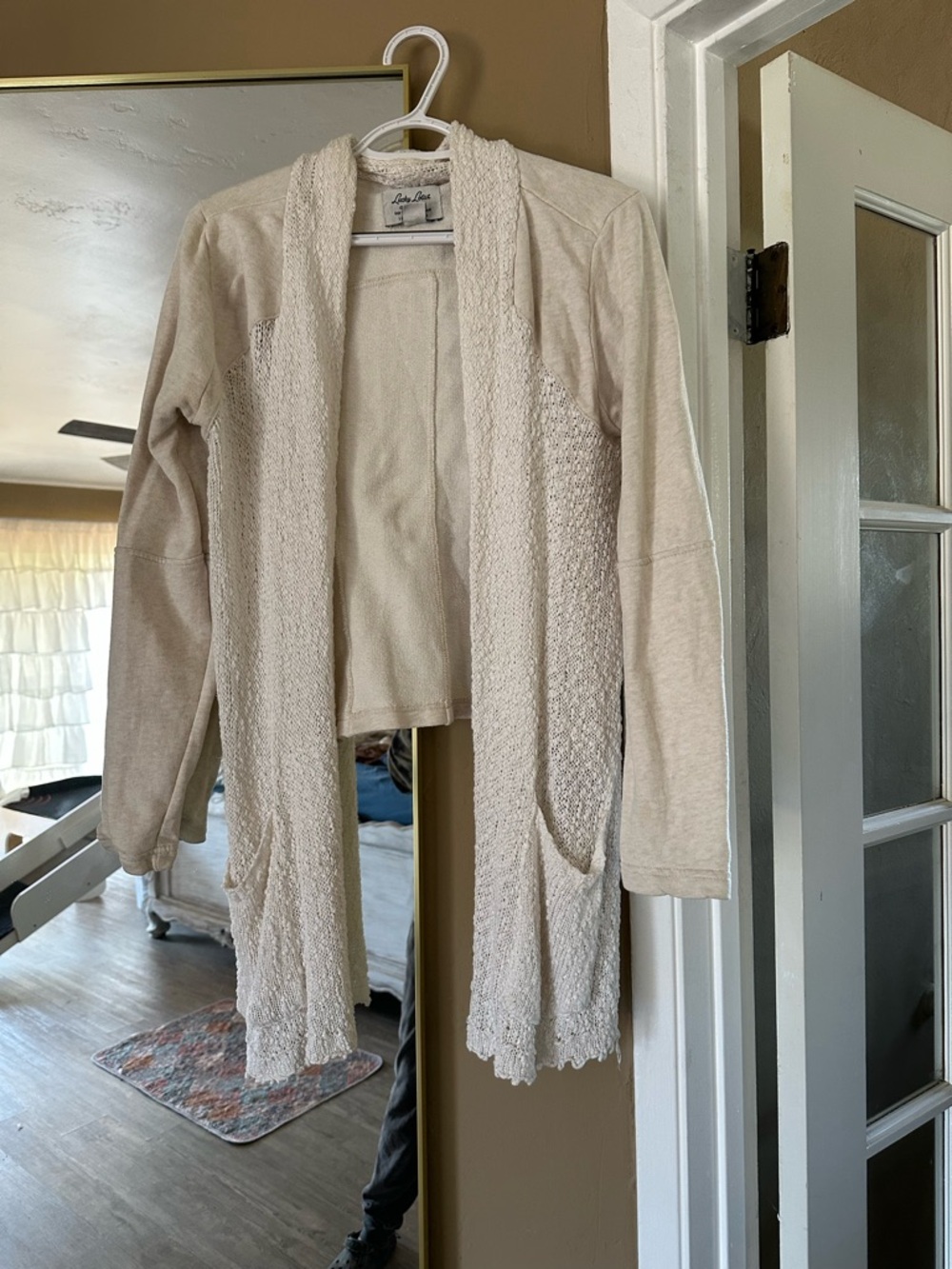 Lucky Brand Cream Knit Open Cardigan